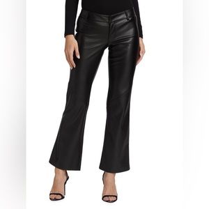 NWOT Free People size 8 vegan Leather Black Love Language Mid Rise Flared Pants